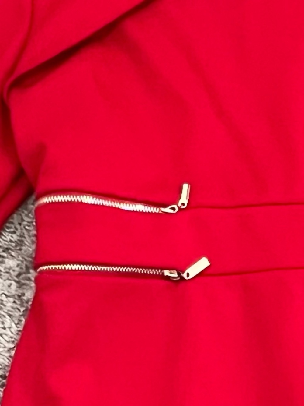 NY & Company Red Bodycon Midi Dress Gold Zip Detail Size Medium - Picture 3 of 3